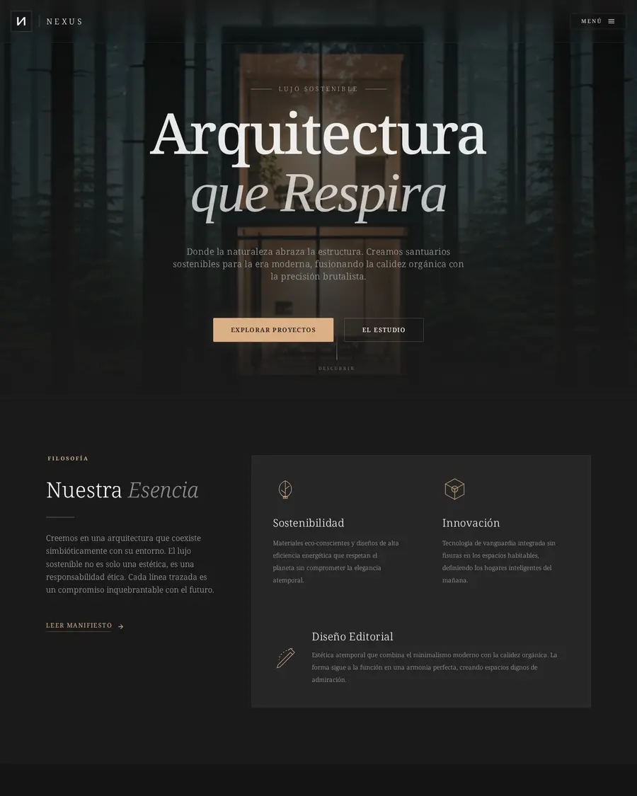 Ejemplo visual de sitio estilo arquitectura